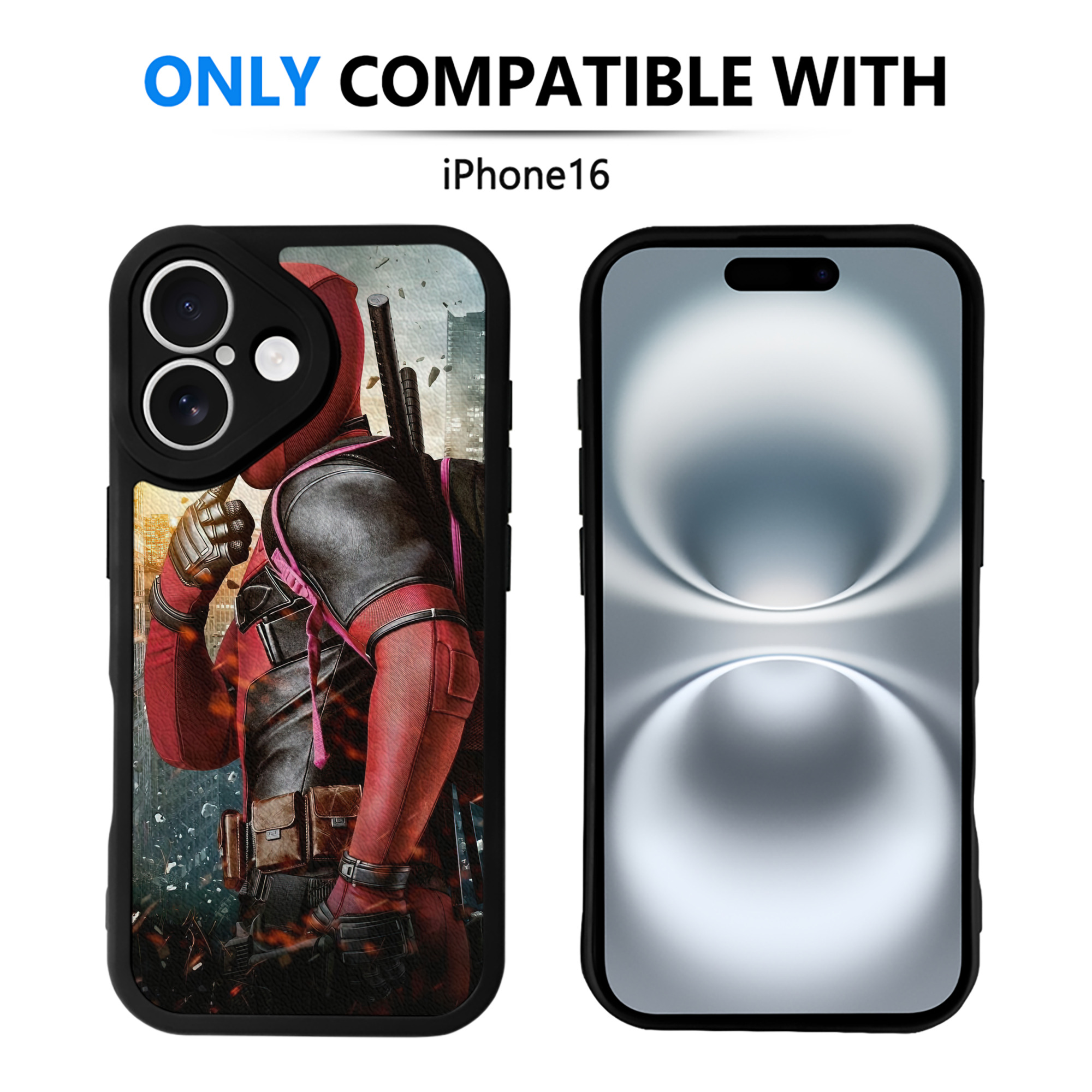 （画像用） Deadpool デッドプール 【iPhone 16シリーズ対応】シリコンスマホケース（レザー調） 材質：シリコン